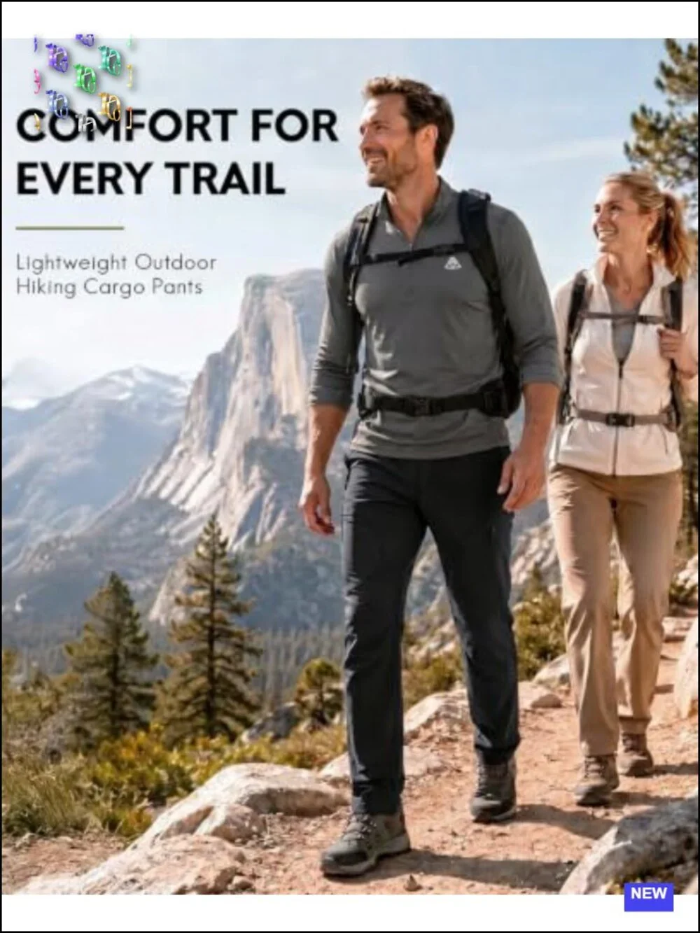Men's Lightweight Hiking Cargo Pants Zip Pockets Quick-Dry Ripstop